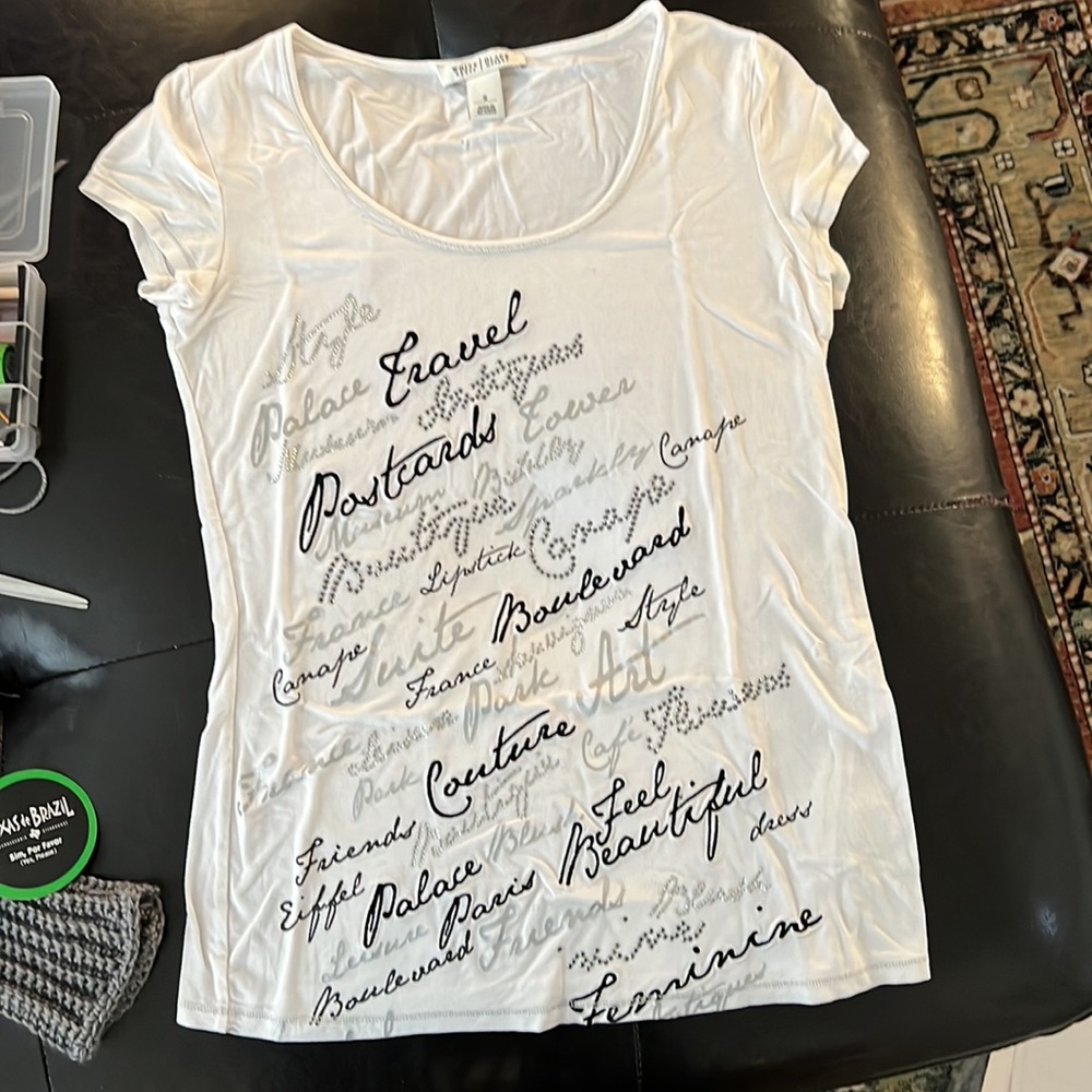 WHBM WHITE SHIRT with rhinestones